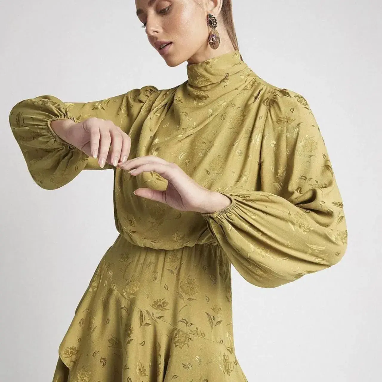 Sheike Gemma Mini Dress Olive Gold Size 10 - Image 2