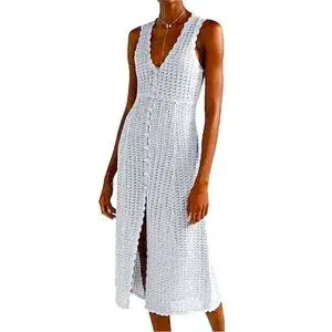 Alice McCall Magic Metallic Open Knit Midi Dress In Stone Size 10 - Image 3