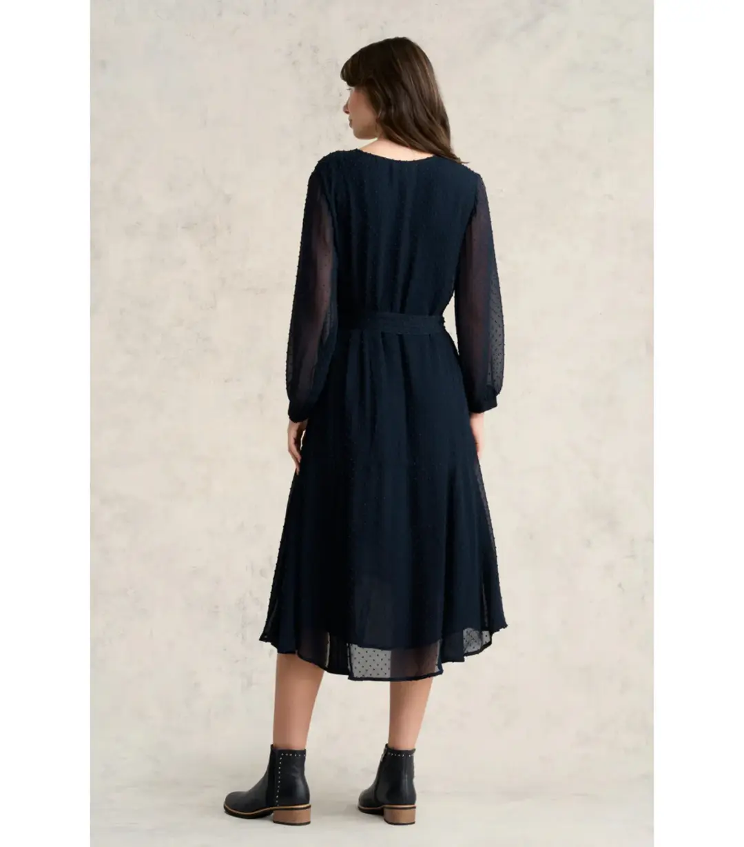 Blue Illusion Clip Ink Georgette Dress Navy Size 14/L for rent on The Volte - main image