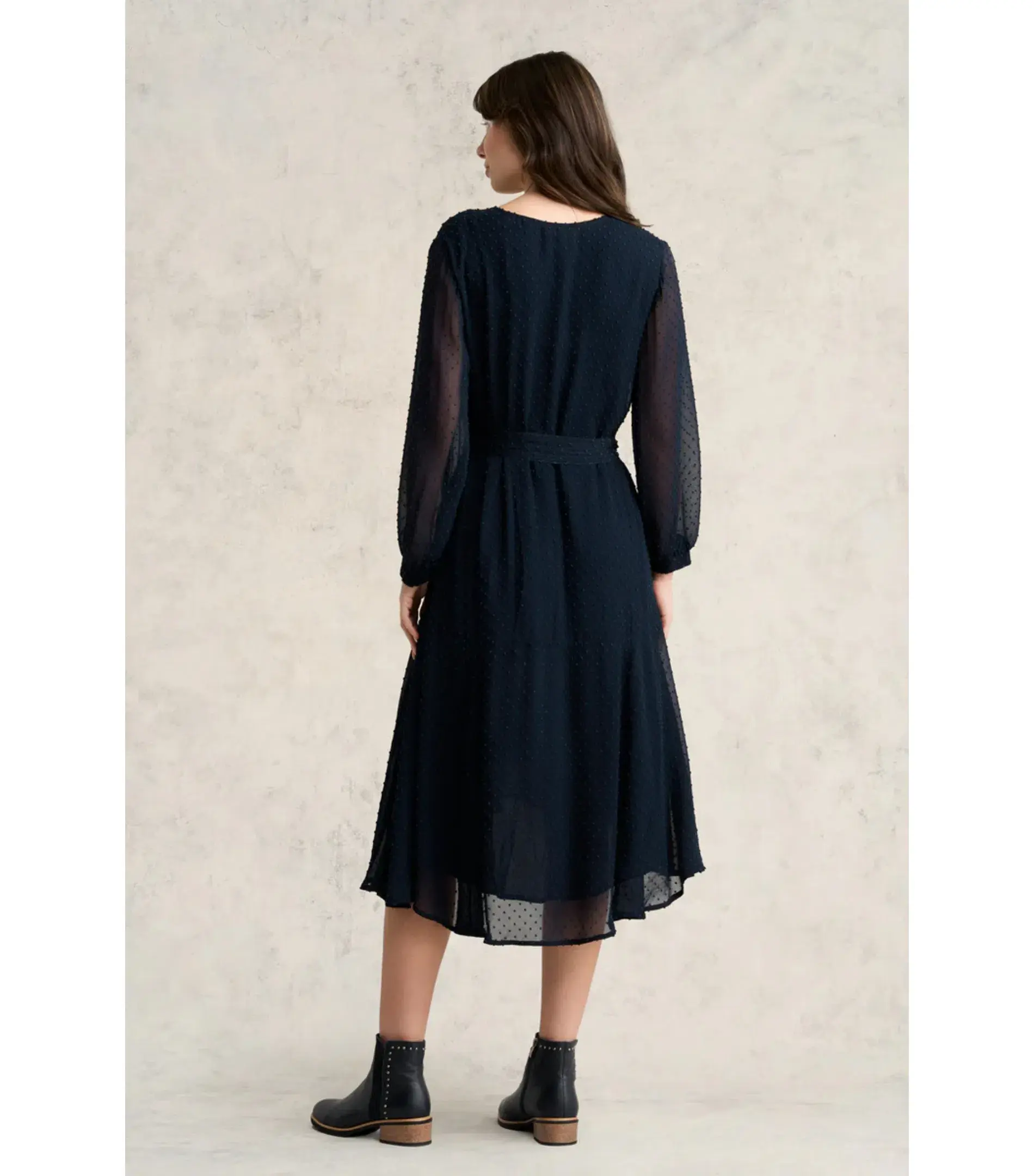 Blue Illusion Clip Ink Georgette Dress Navy Size L AU 14 - Image 3
