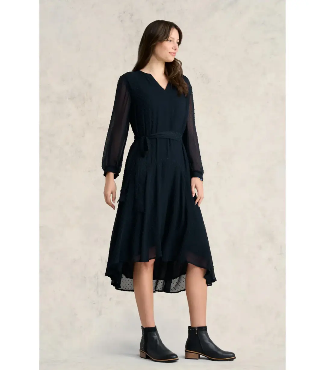 Blue Illusion Clip Ink Georgette Dress Navy Size 14/L for rent on The Volte - main image