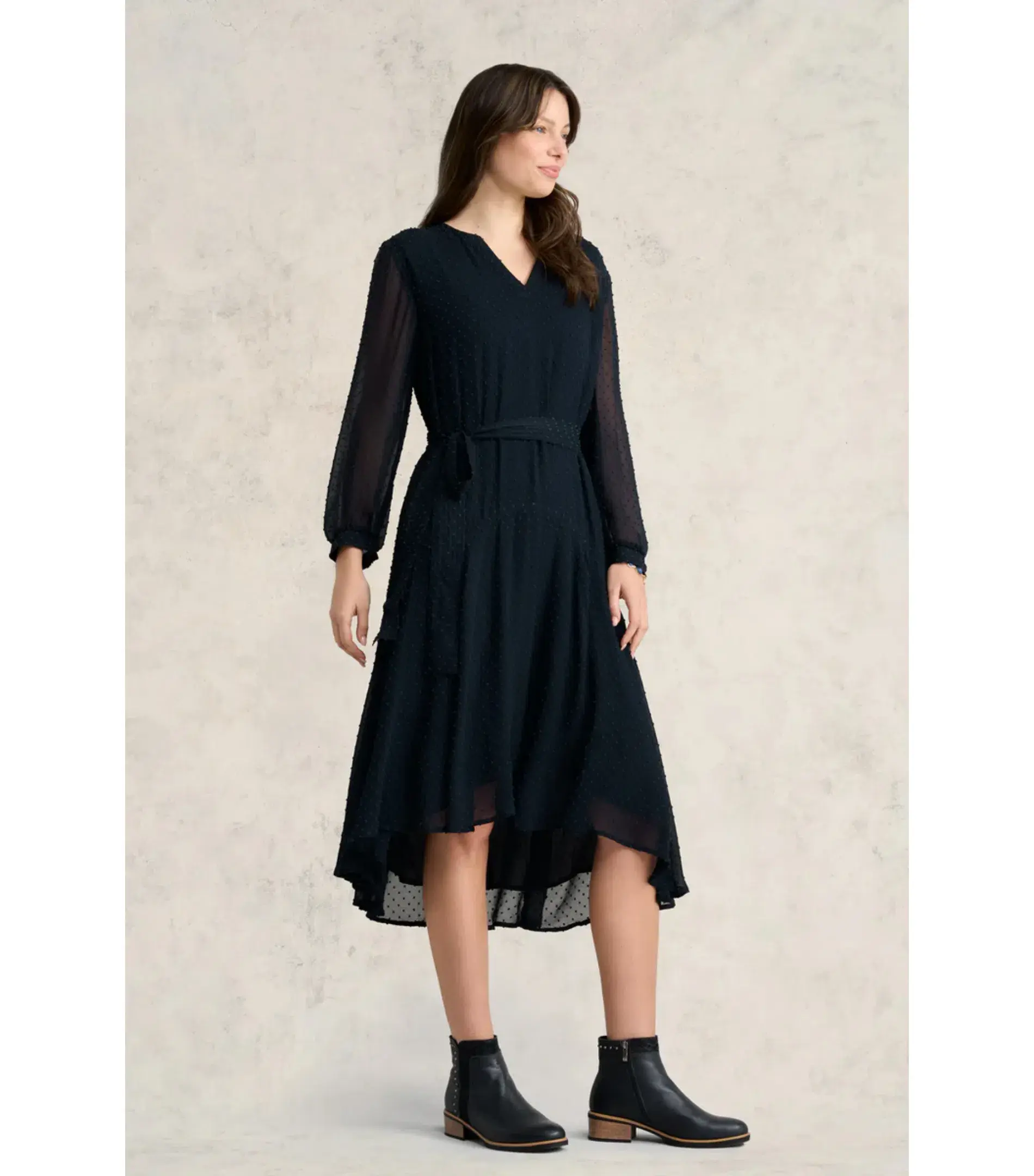 Blue Illusion Clip Ink Georgette Dress Navy Size L AU 14 - Image 1