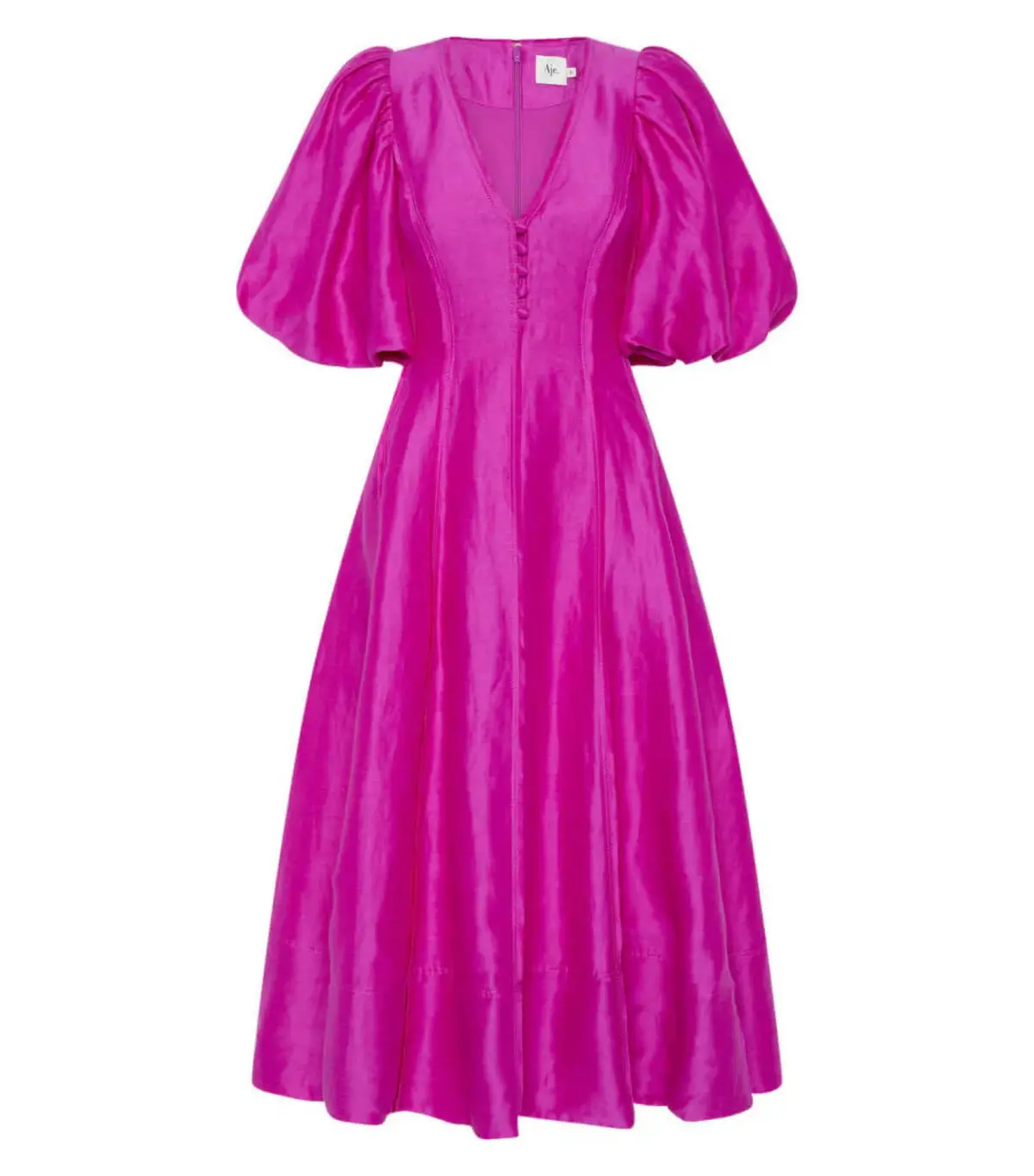 Aje Dusk Puff Sleeve Midi Dress Deep Magenta Size AU 16 - Image 6