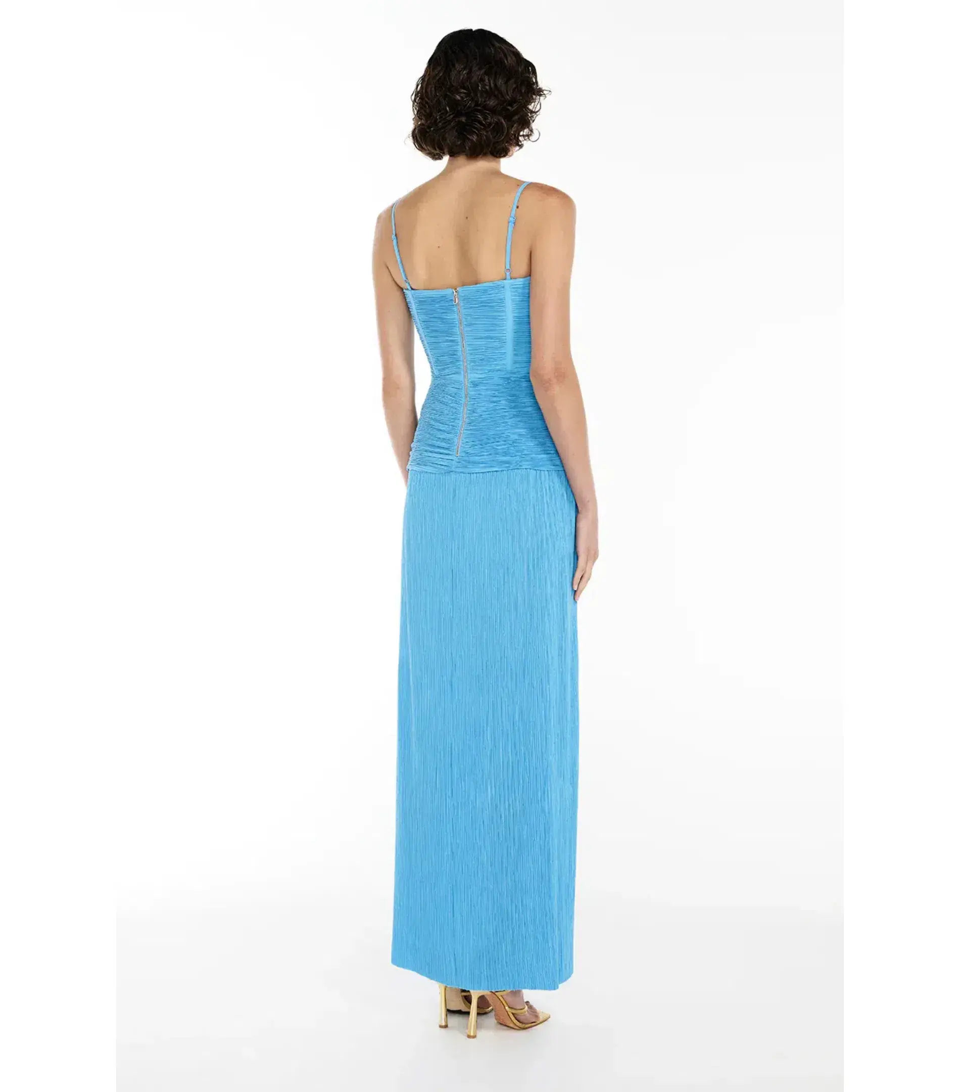 Manning Cartell Double Time Pleat Dress in Cerulean Blue Size AU 6 - Image 4