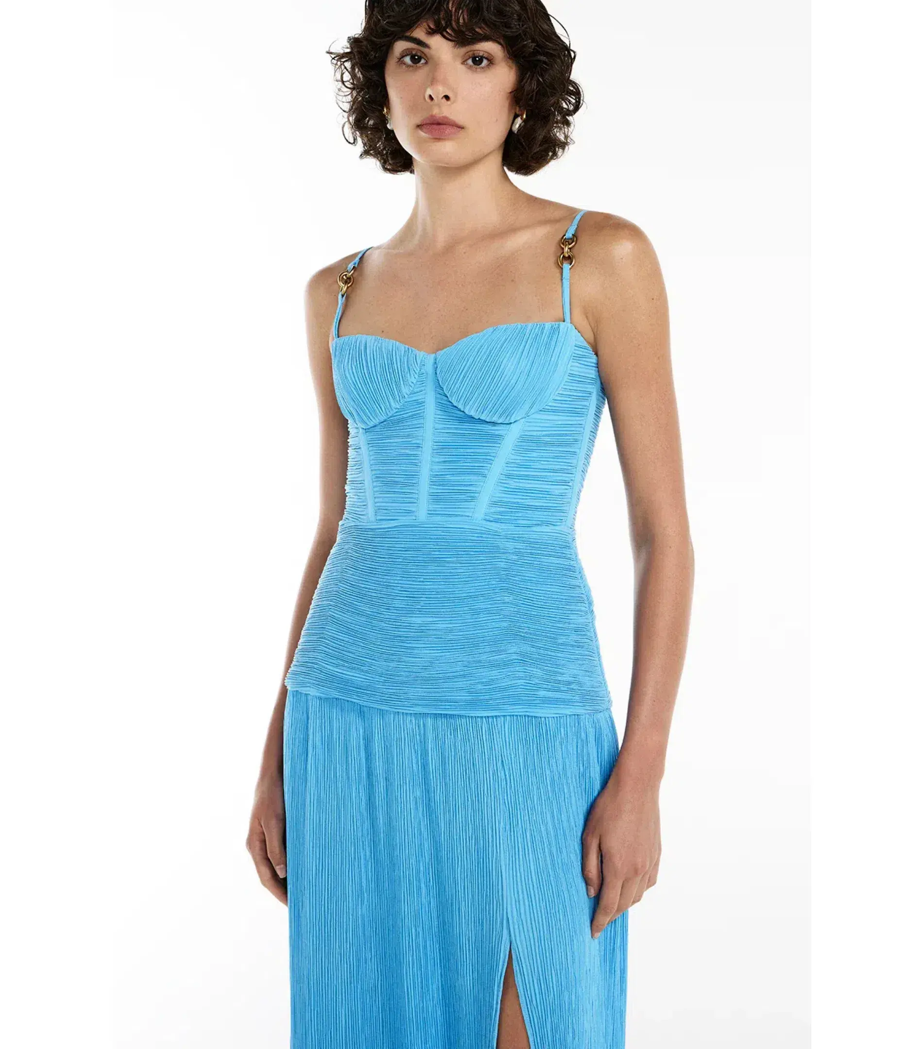Manning Cartell Double Time Pleat Dress in Cerulean Blue Size AU 6 - Image 3