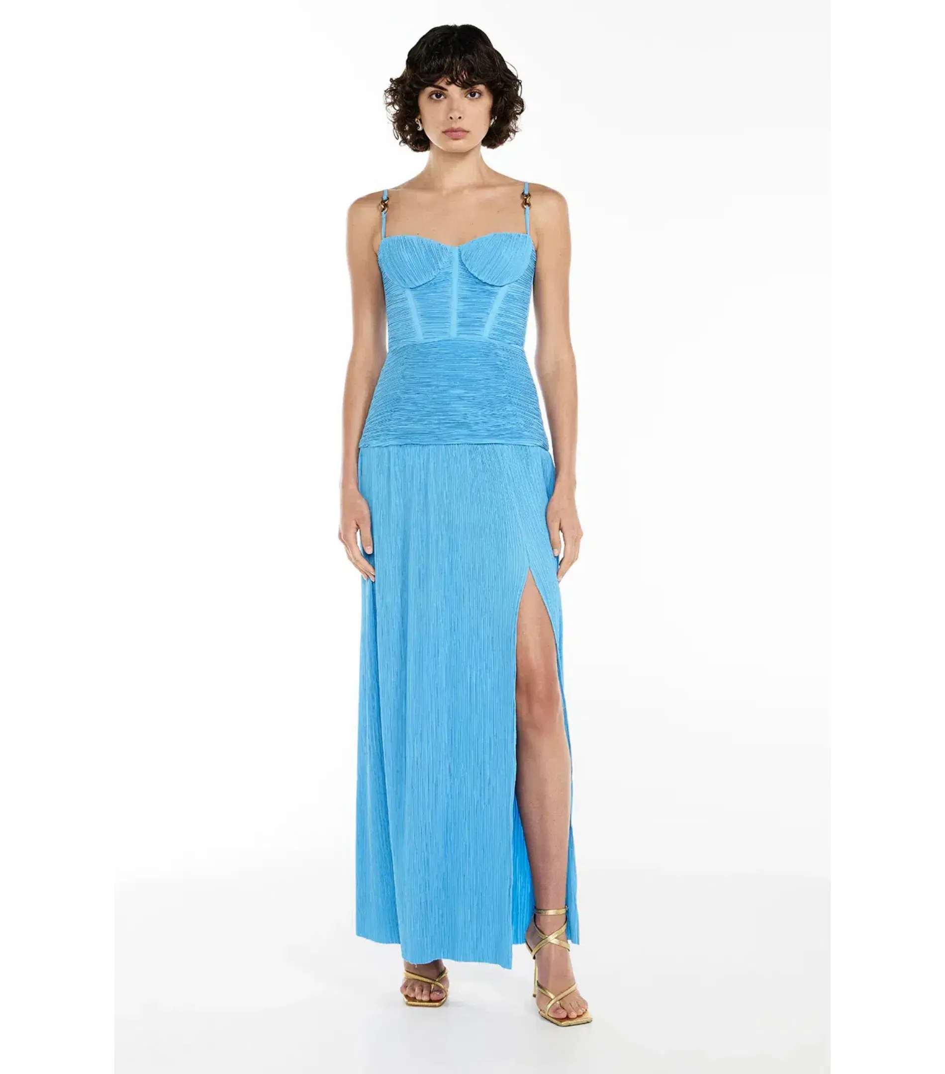 Manning Cartell Double Time Pleat Dress in Cerulean Blue Size AU 6 - Image 1