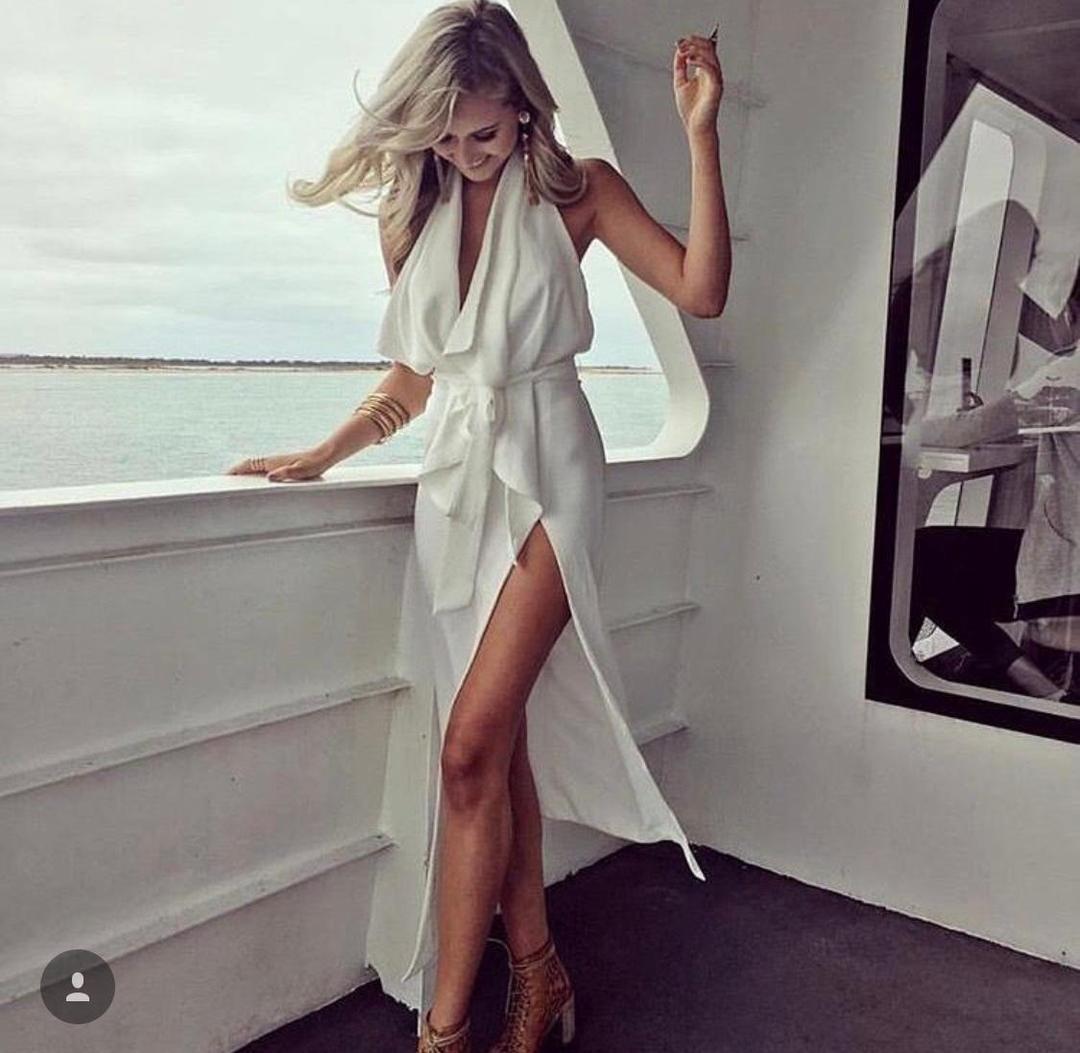 Misha Lorena Midi Dress White Size 10 for rent on The Volte - main image