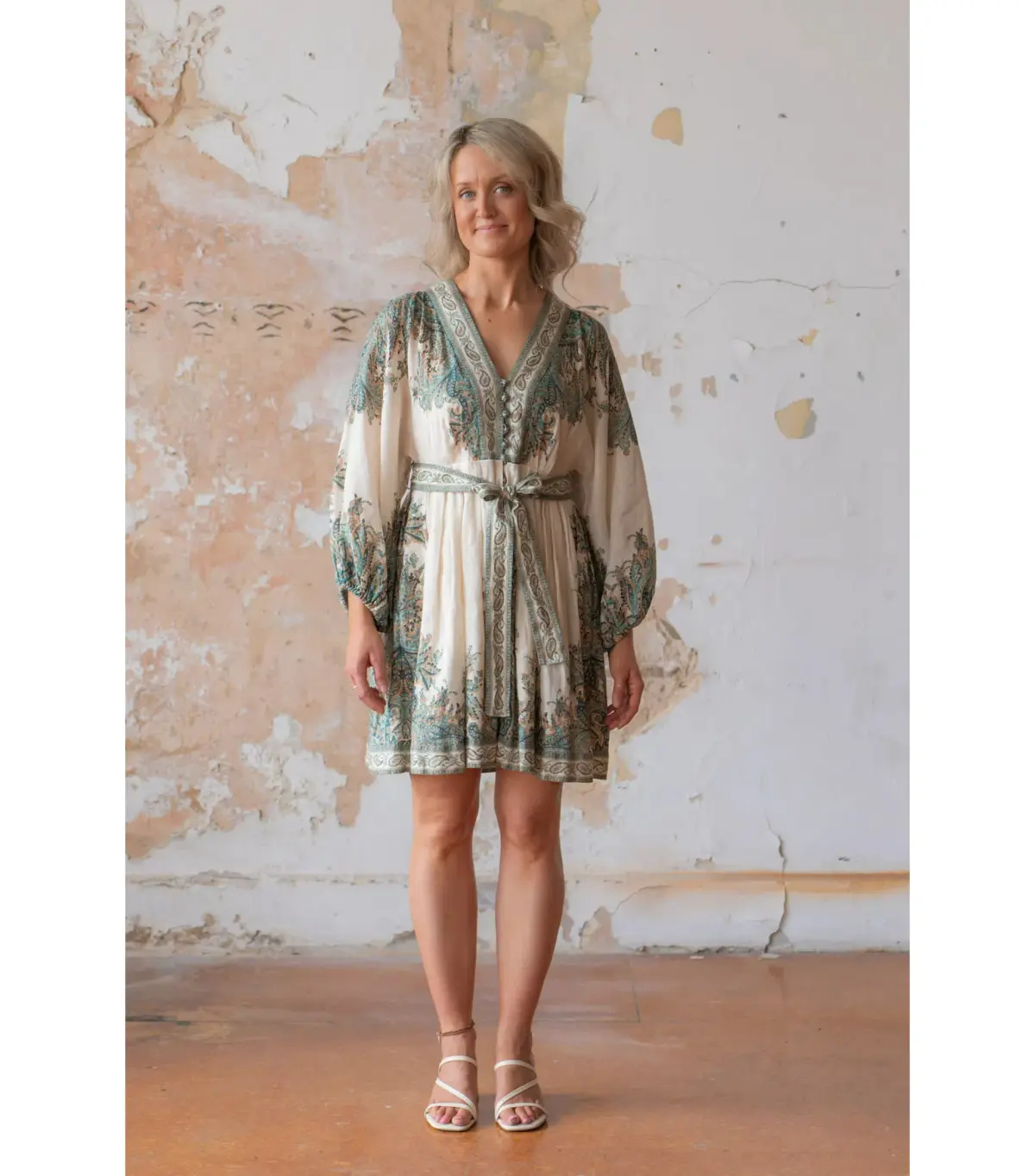 Zimmermann Brighton Paisley Mini Dress Turquiose Size 1 / AU 10 - Image 1