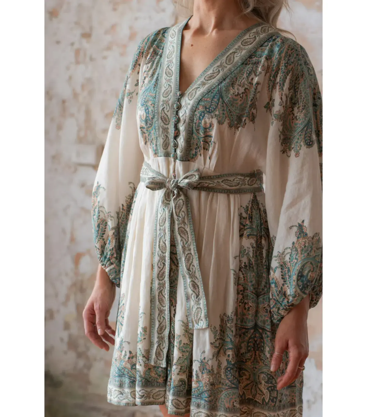 Zimmermann Brighton Paisley Mini Dress Turquiose Size 1 / AU 10 - Image 2