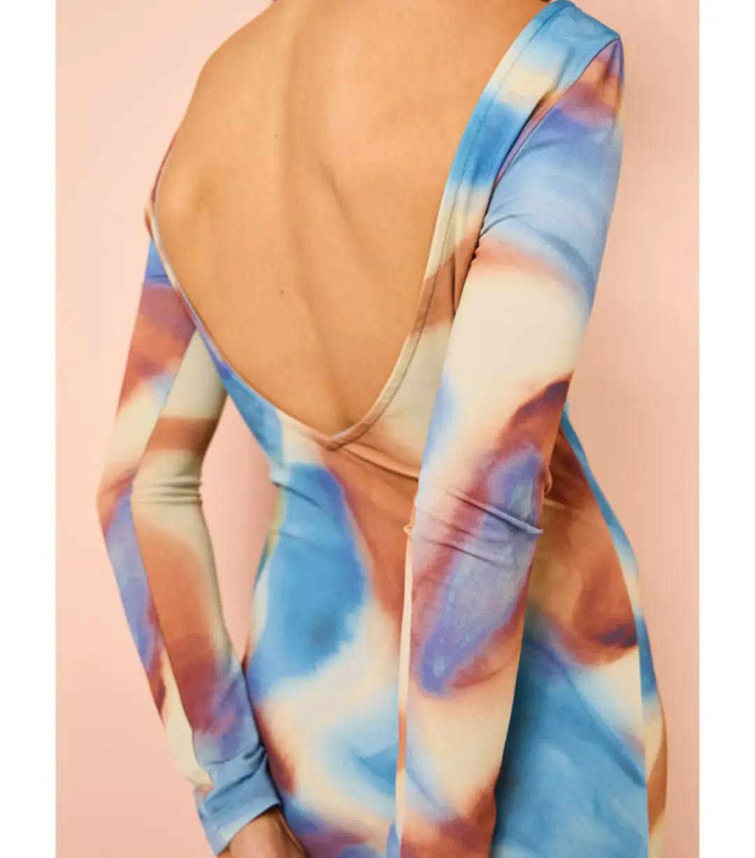 Issy Long Sleeve Maxi Dress in Blue Marble Size AU 16  for rent on The Volte - main image