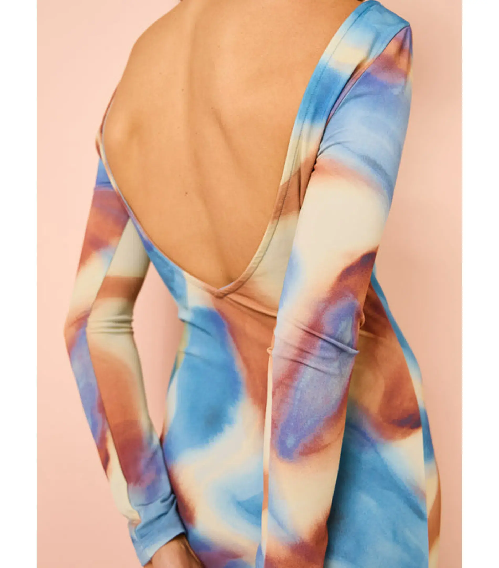 Issy Long Sleeve Maxi Dress in Blue Marble Size AU 16  - Image 2