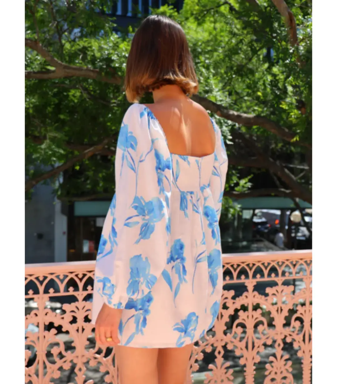 Issy Sweetheart Babydoll Dress in Blue Floral Print Size AU 14 for rent on The Volte - main image