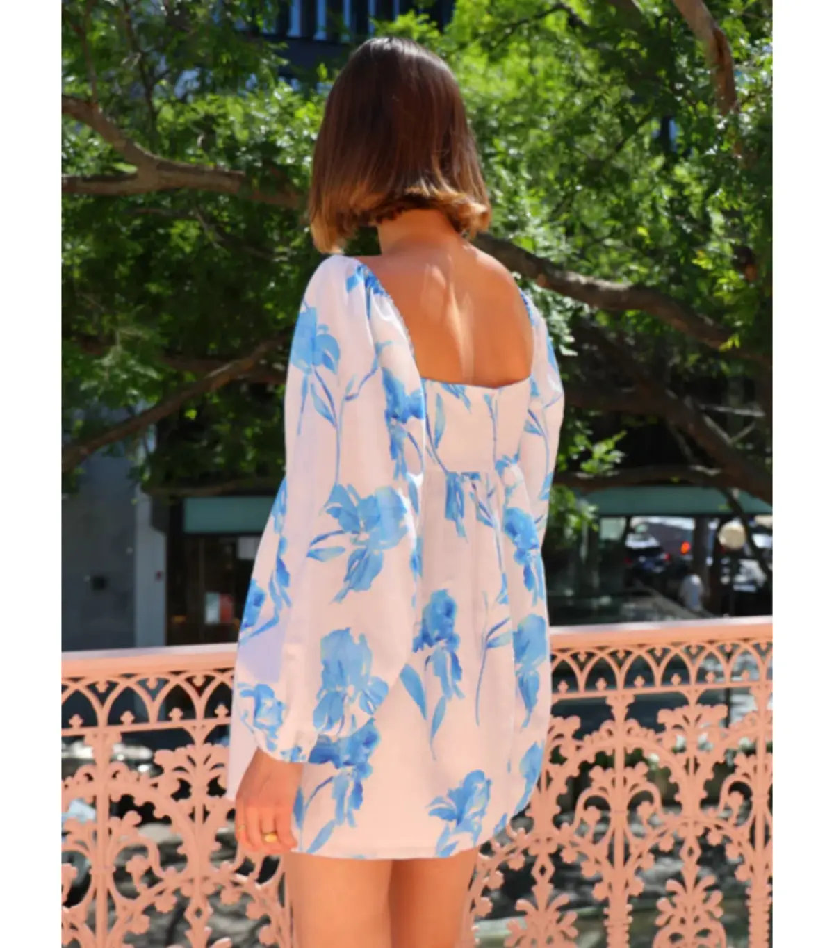 Issy Sweetheart Babydoll Dress in Blue Floral Print Size AU 14 - Image 3