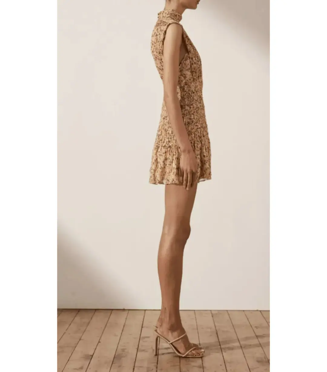 Shona Joy Colette High Neck Corded Mini Dress Print Size AU 10 for rent on The Volte - main image