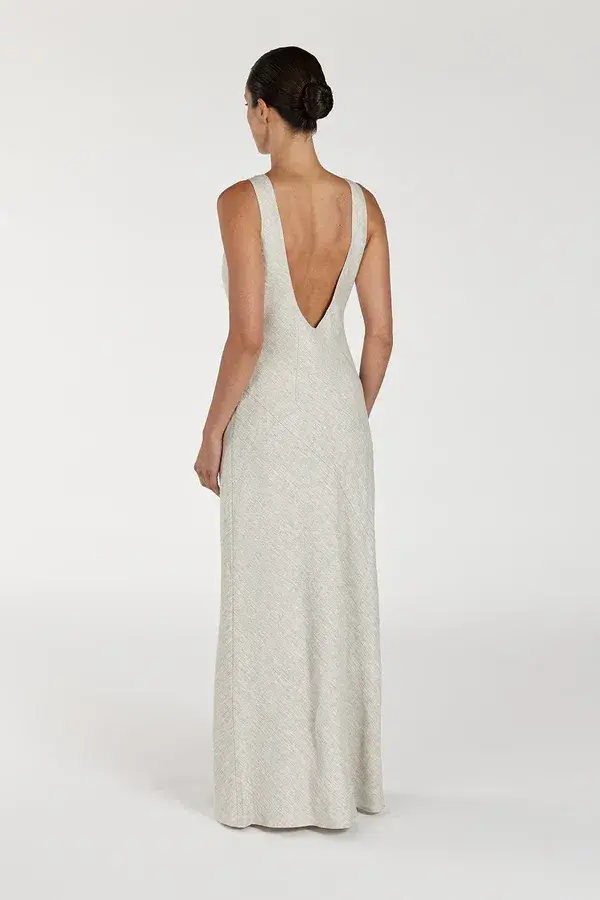 Dissh Lyra Natural Linen Midi Dress in Natural Size AU 12  - Image 4
