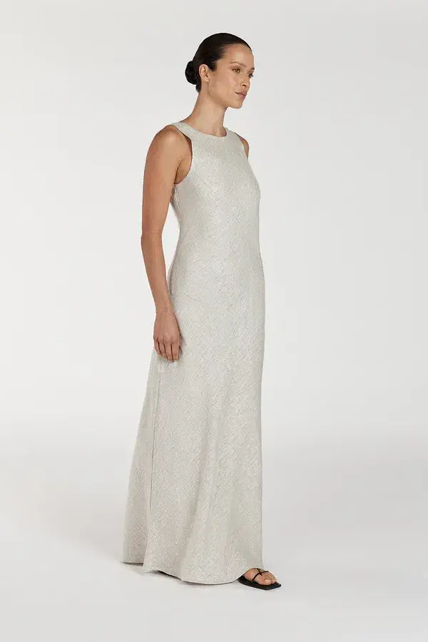 Dissh Lyra Natural Linen Midi Dress in Natural Size AU 12  for rent on The Volte - main image