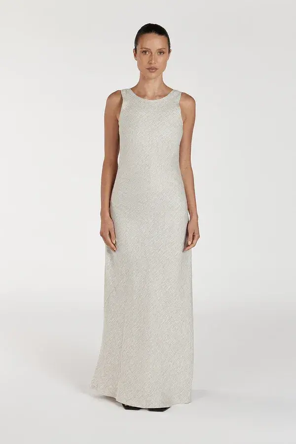 Dissh Lyra Natural Linen Midi Dress in Natural Size AU 12  - Image 1