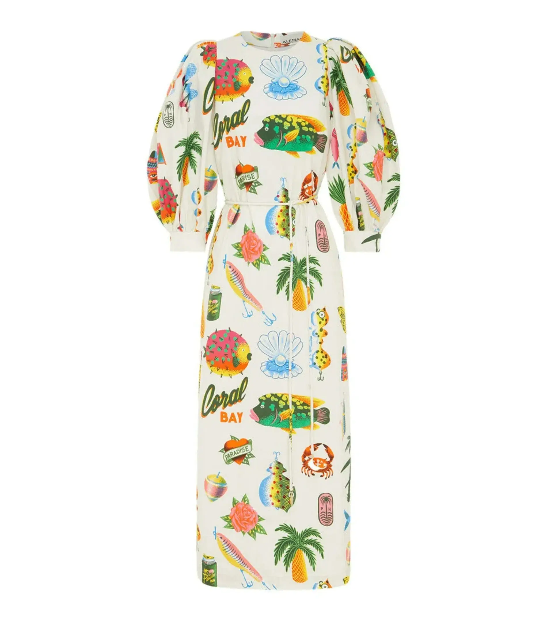 Alémais Samaki Puff Sleeve Midi Dress Print Size AU 12   - Image 6