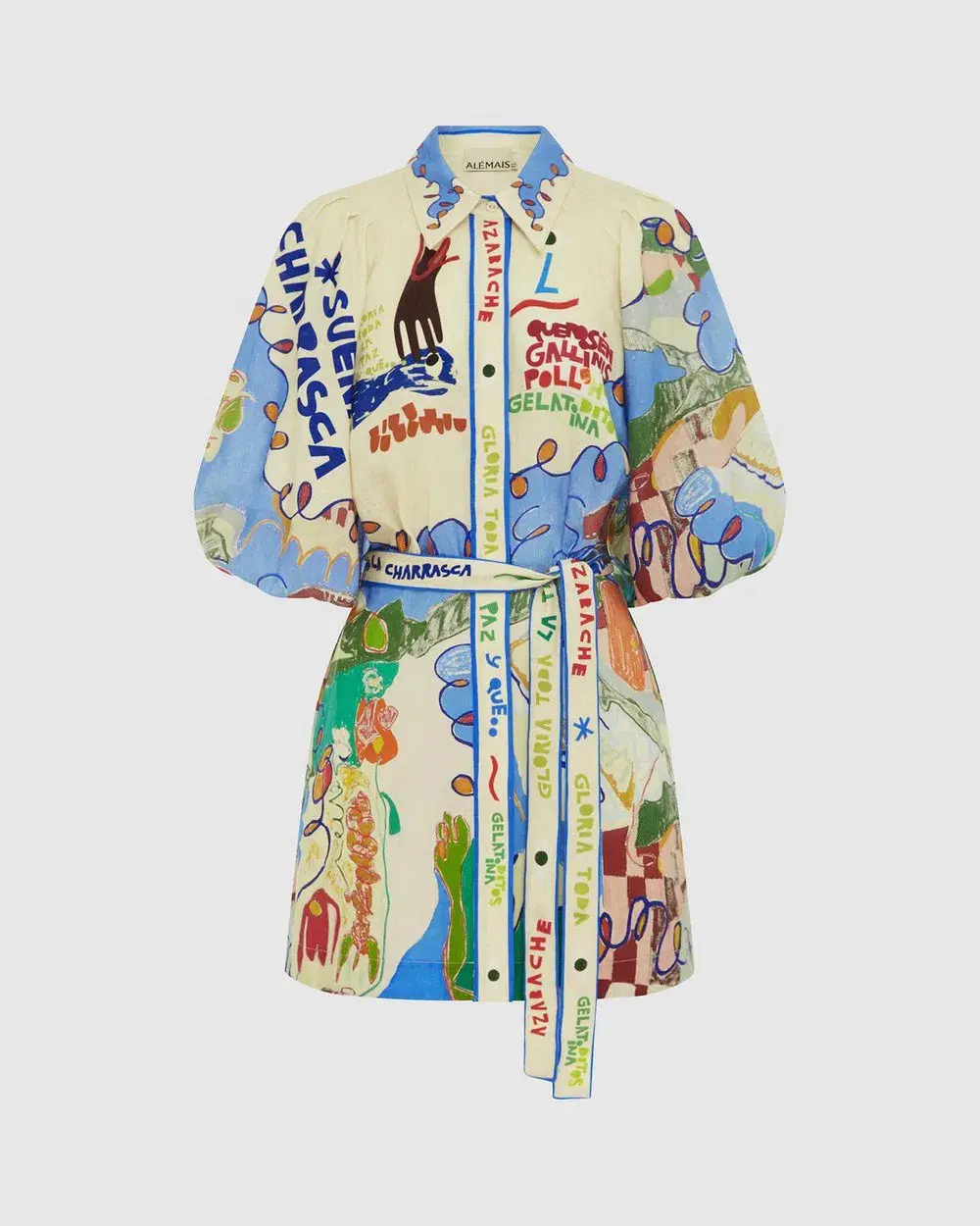 Alemais Nadia Mini Shirtdress Multi Size AU 14 - Image 4