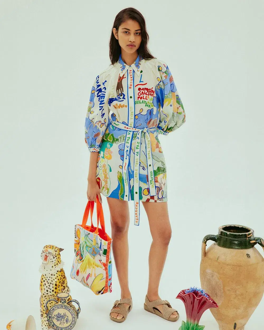 Alemais Nadia Mini Shirtdress Multi Size AU 14 - Image 1