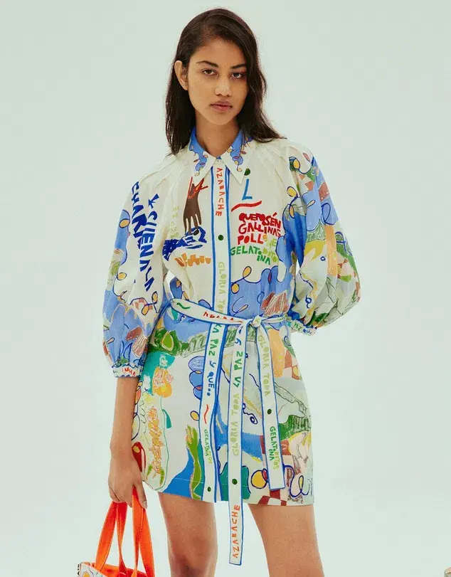 Alemais Nadia Mini Shirtdress Multi Size AU 14 - Image 2