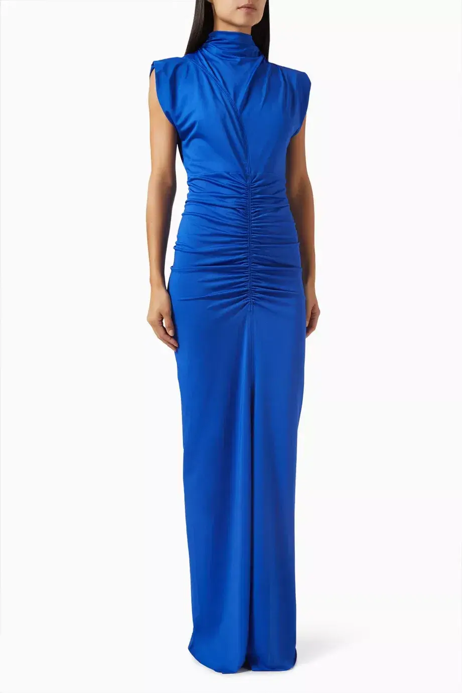 Victoria Beckham Ruched Jersey Column Gown Royal Blue Size 8 - Image 2