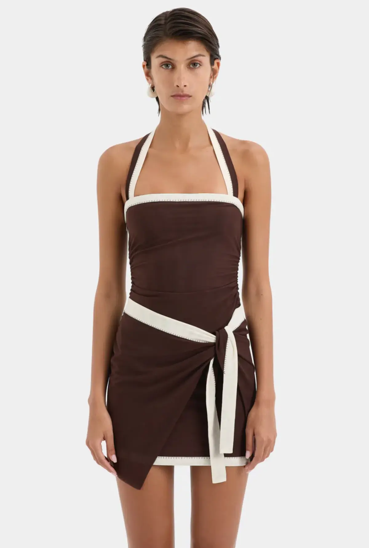 Sir the Label Jacques Mini Dress Chocolate Size 0 / AU 6 - Image 4