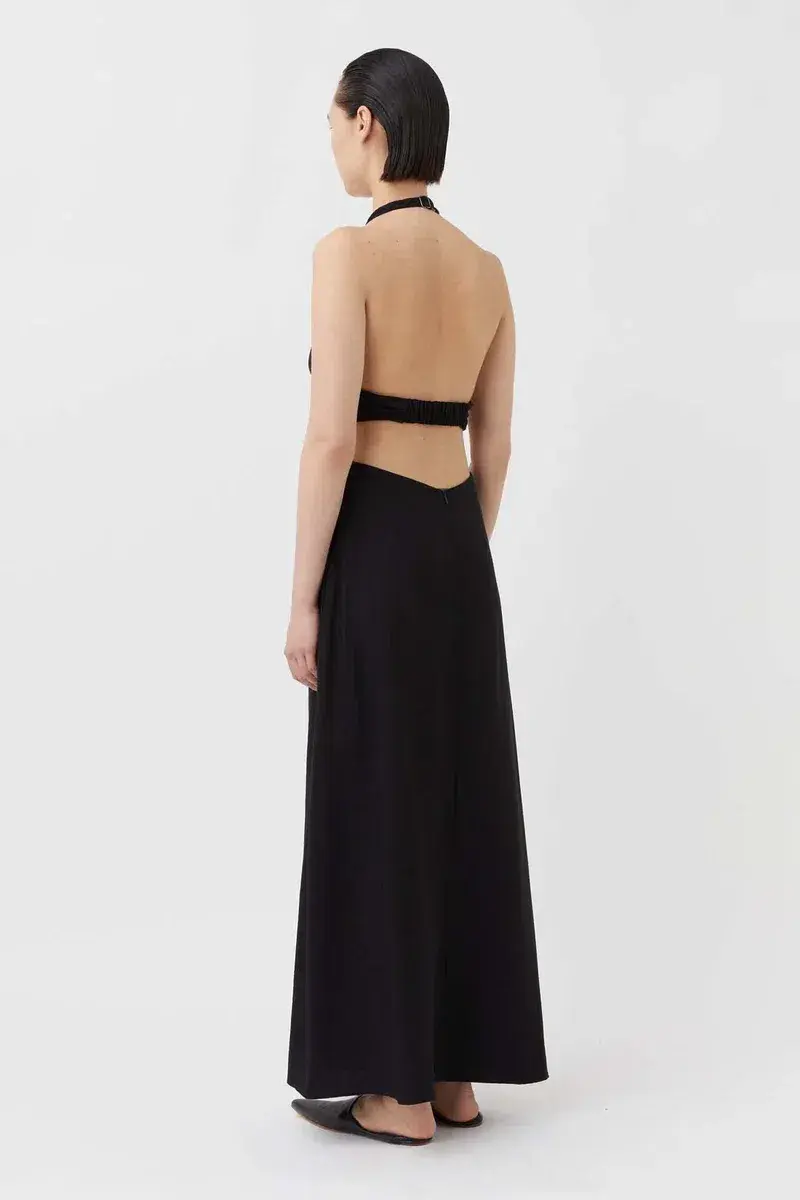 Camilla and Marc Prado Cut Out Evening Halter Maxi Dress Black Size 8 - Image 3