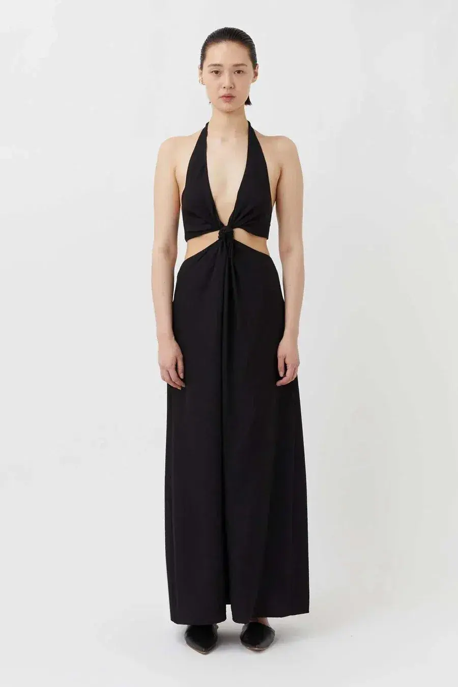 Camilla and Marc Prado Cut Out Evening Halter Maxi Dress Black Size 8 - Image 1