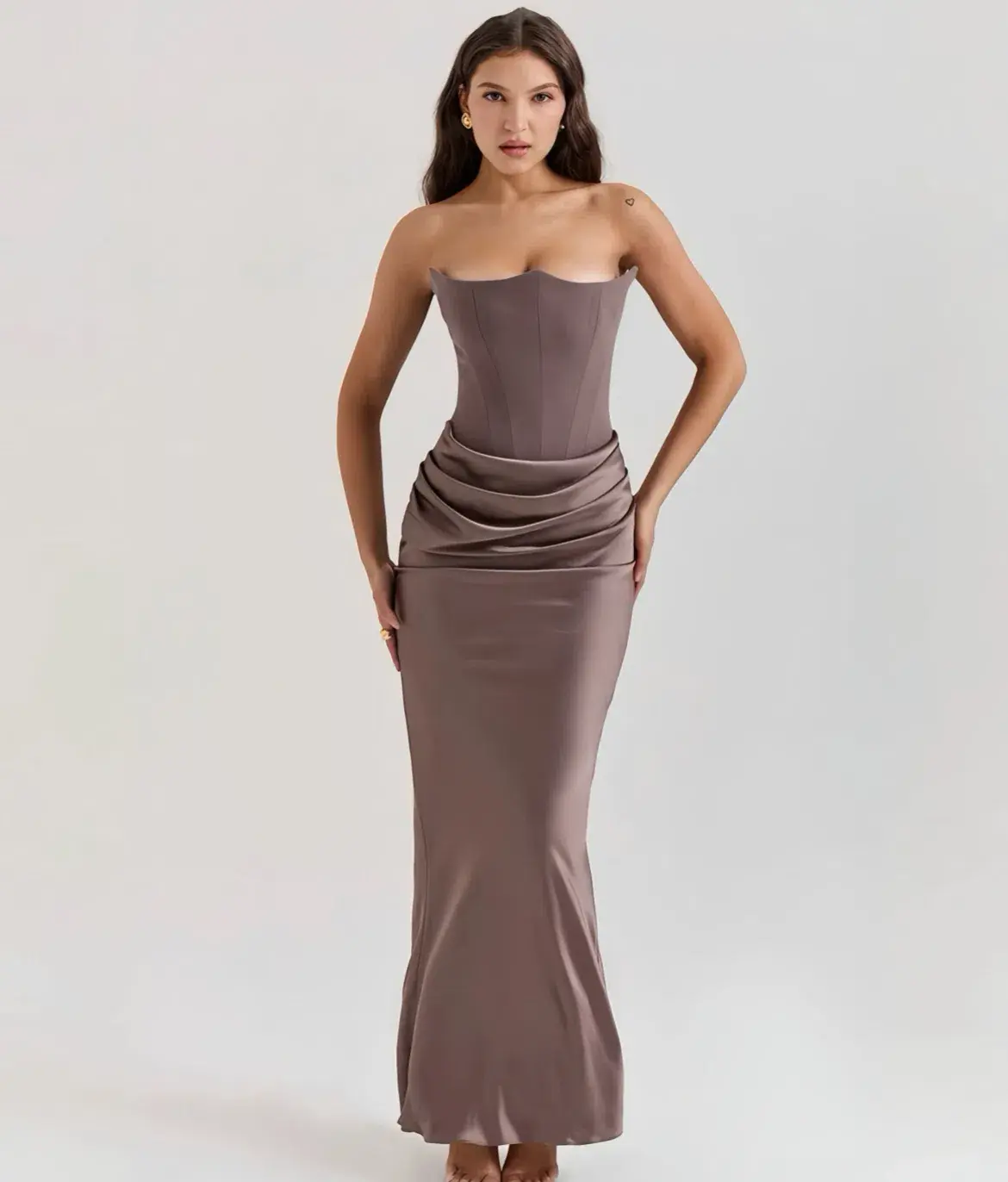 House of CB Persephone Strapless Corset Maxi Dress Smoke Size XS / 6 AU - Image 1
