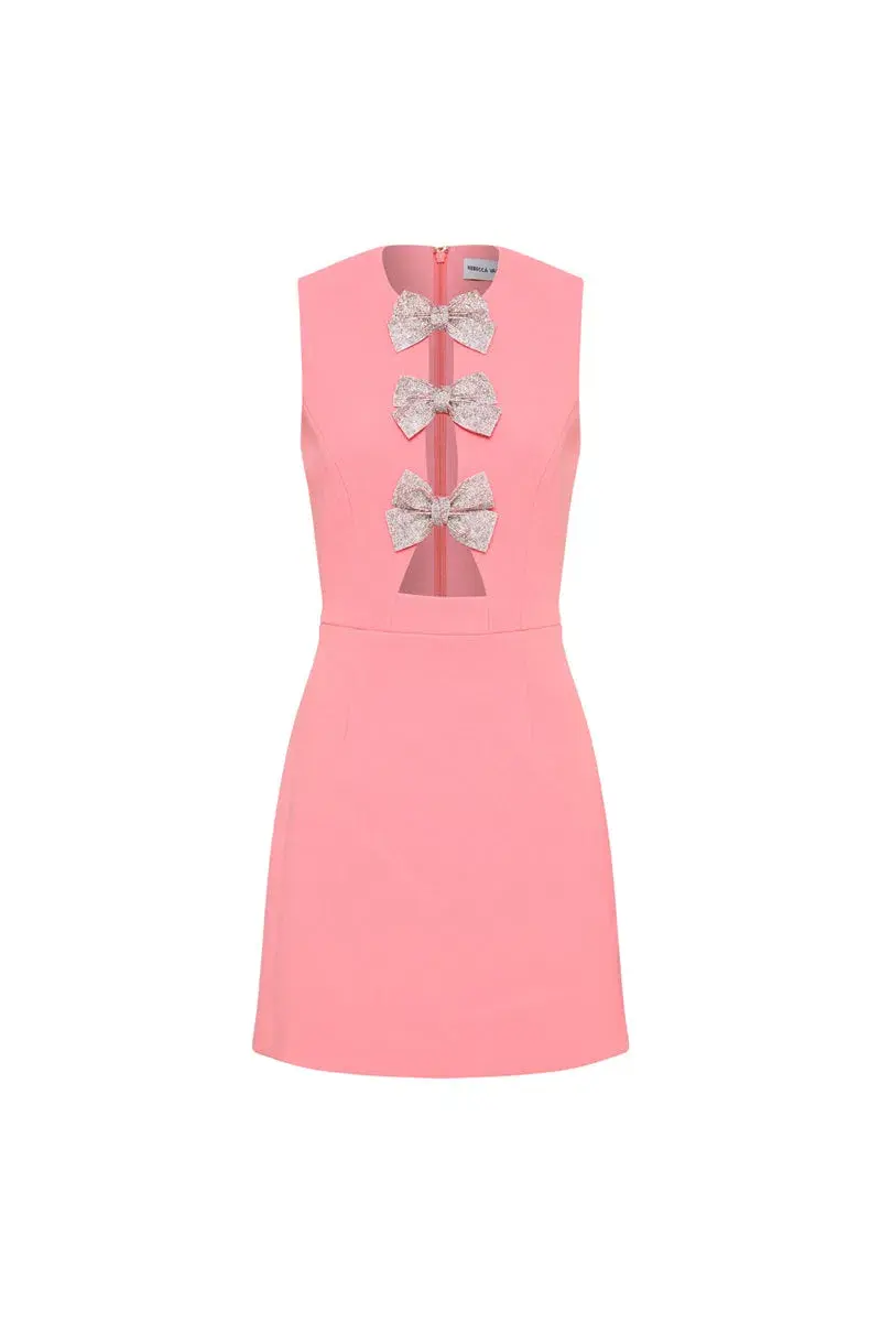 Rebecca Vallance Brittany Bow Mini Dress Pink Size 12  - Image 3