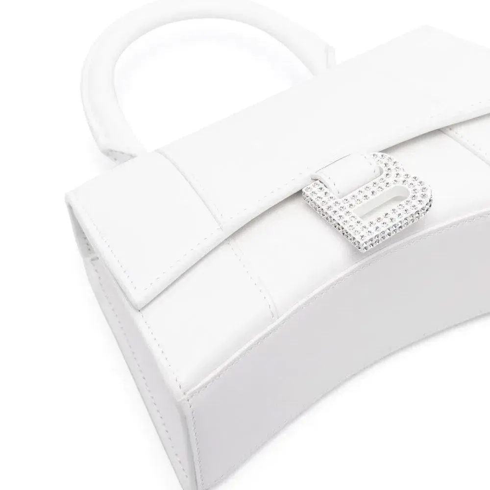 Balenciaga Hourglass Bag Crystal Logo White Size XS for rent on The Volte - main image