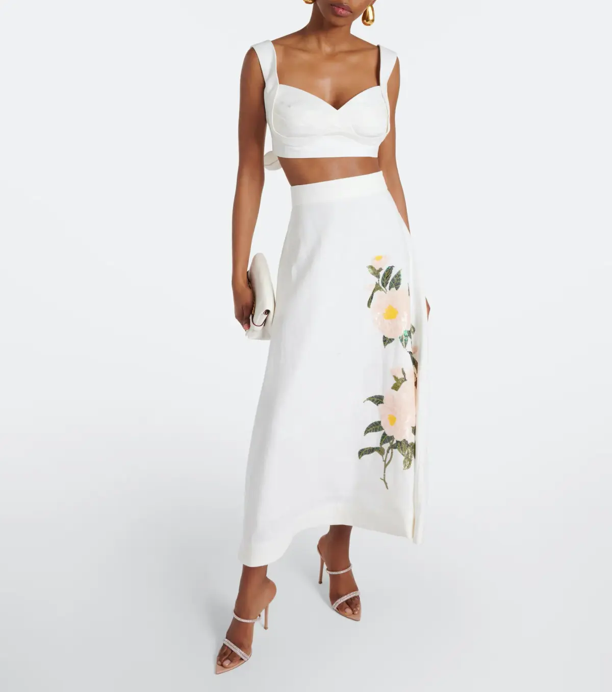Zimmermann Natura Bralette and Flare Skirt Set Ivory Camellia Size 2 / AU 12 - Image 1