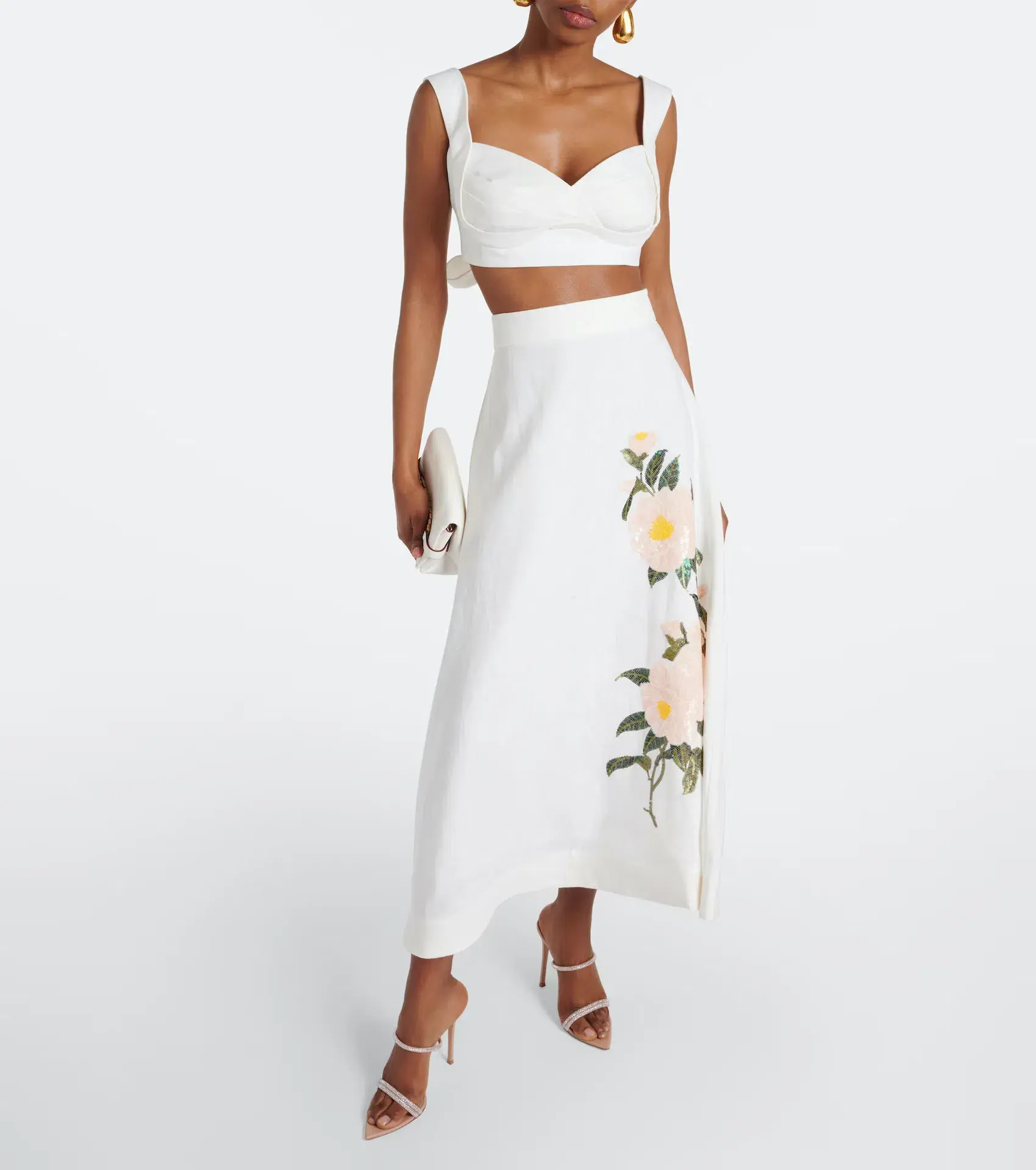 Zimmermann Natura Bralette and Flare Skirt Set Ivory Camellia Size 2 / AU 12 - Image 1