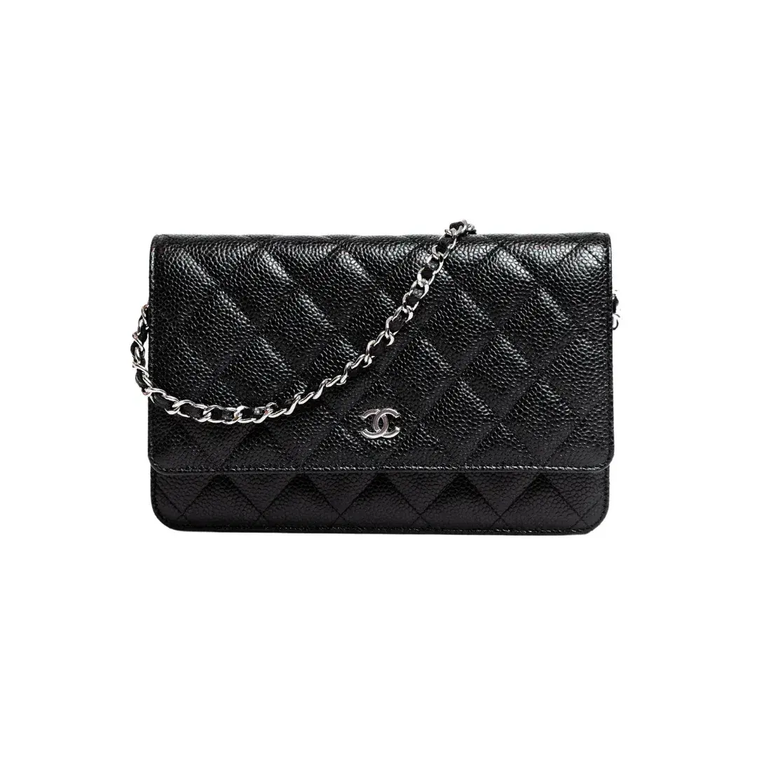 Chanel Classic Wallet On Chain Bag Black/Silver - Image 1