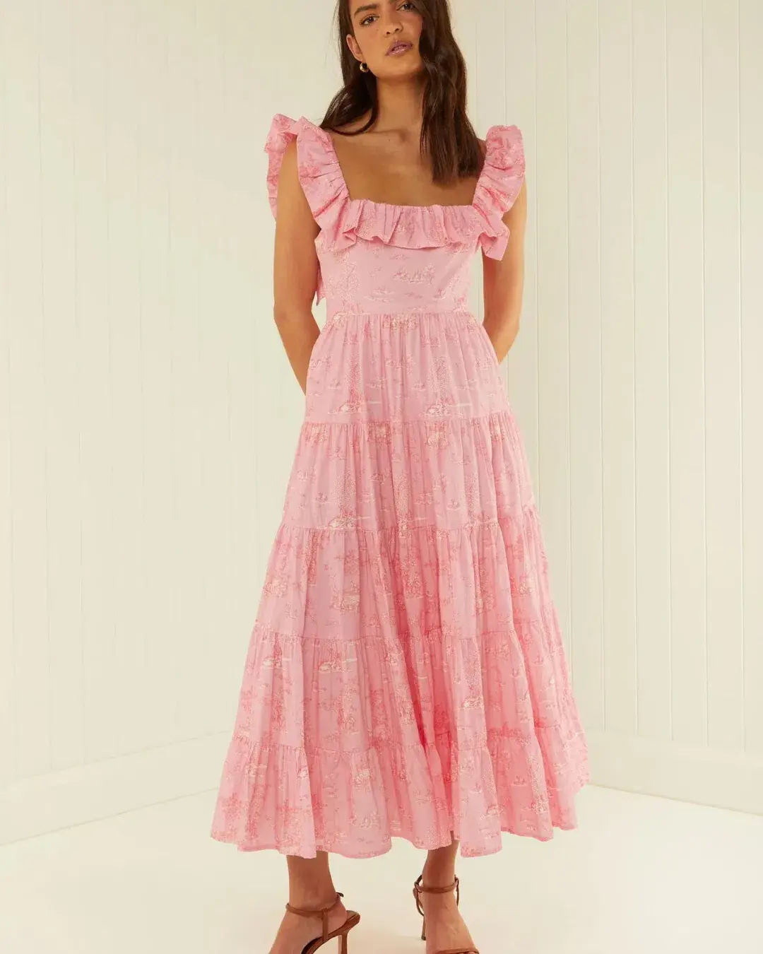 Palm Noosa Leon Midi Dress in Pink Province Size 6 - Image 1