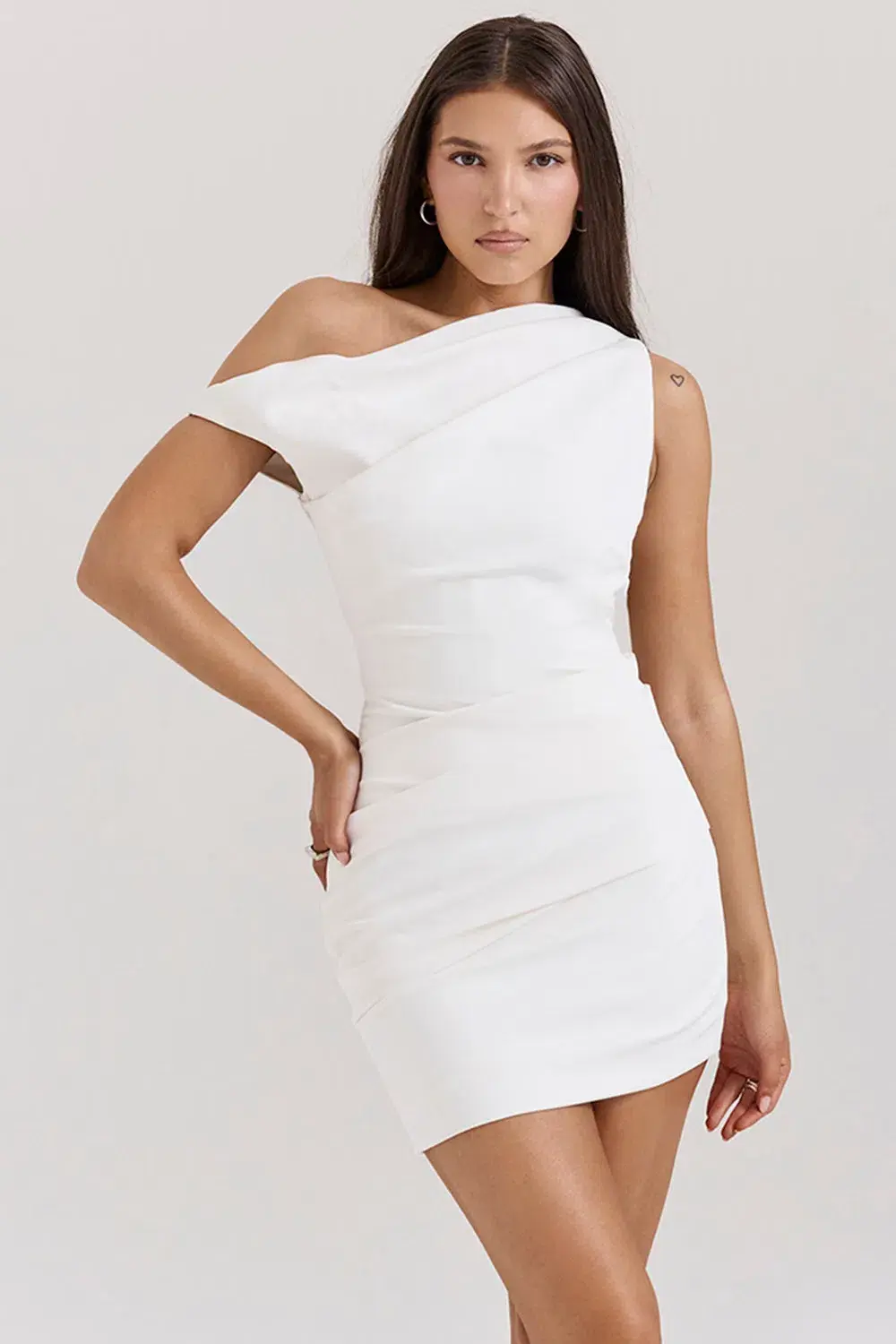 House of CB Artemides Off Shoulder Draped Mini Dress White Size 6 - Image 2