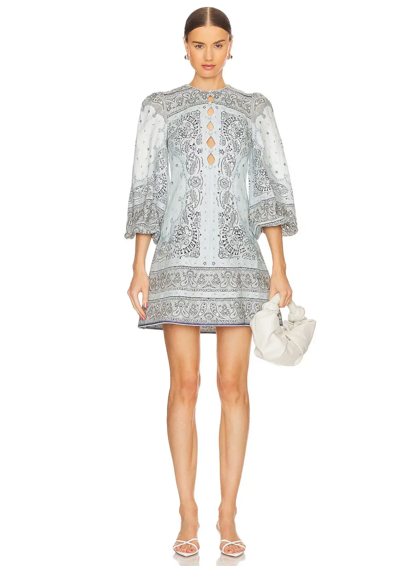 Zimmermann Matchmaker Keyhole Mini Dress Blue Bandana Size 4 / AU 16 - Image 1