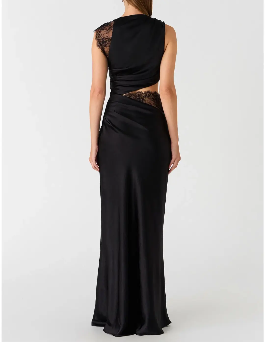 MISHA Kimora Satin Dress Black Size 12 for rent on The Volte - main image