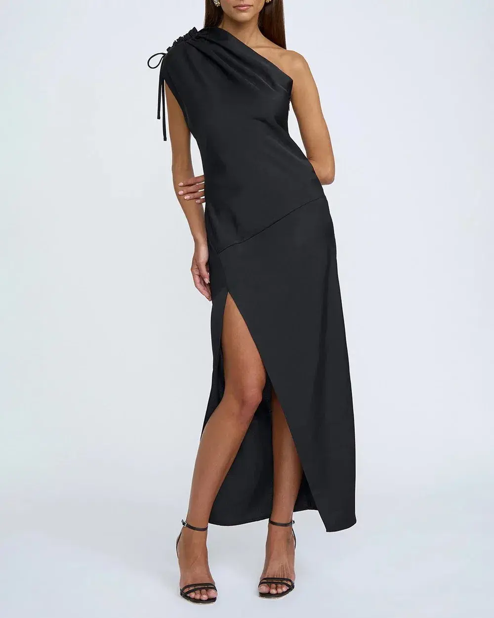 By Johnny One Shoulder Jasmine Maxi Dress Black Size 8 - Image 1