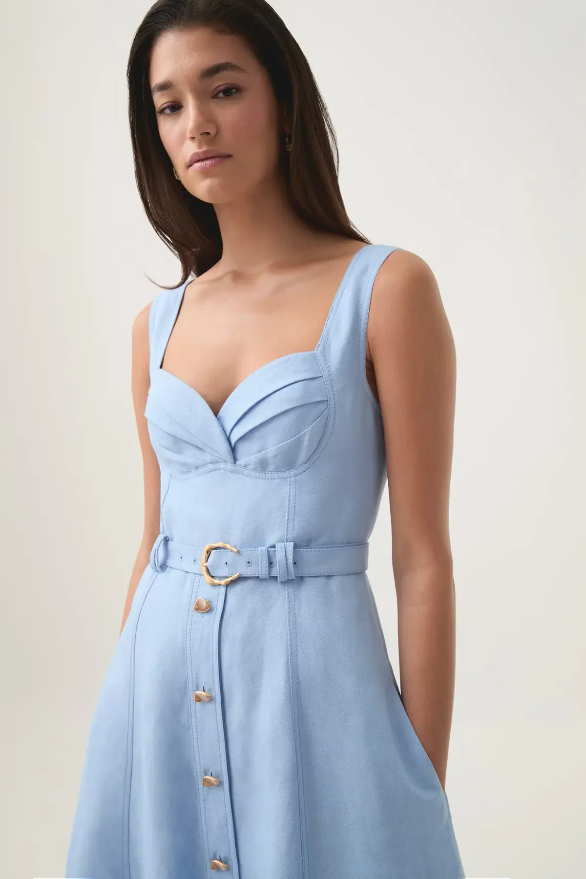 Aje Primary Belted Midi Dress Daydream Blue Size 12 - Image 4