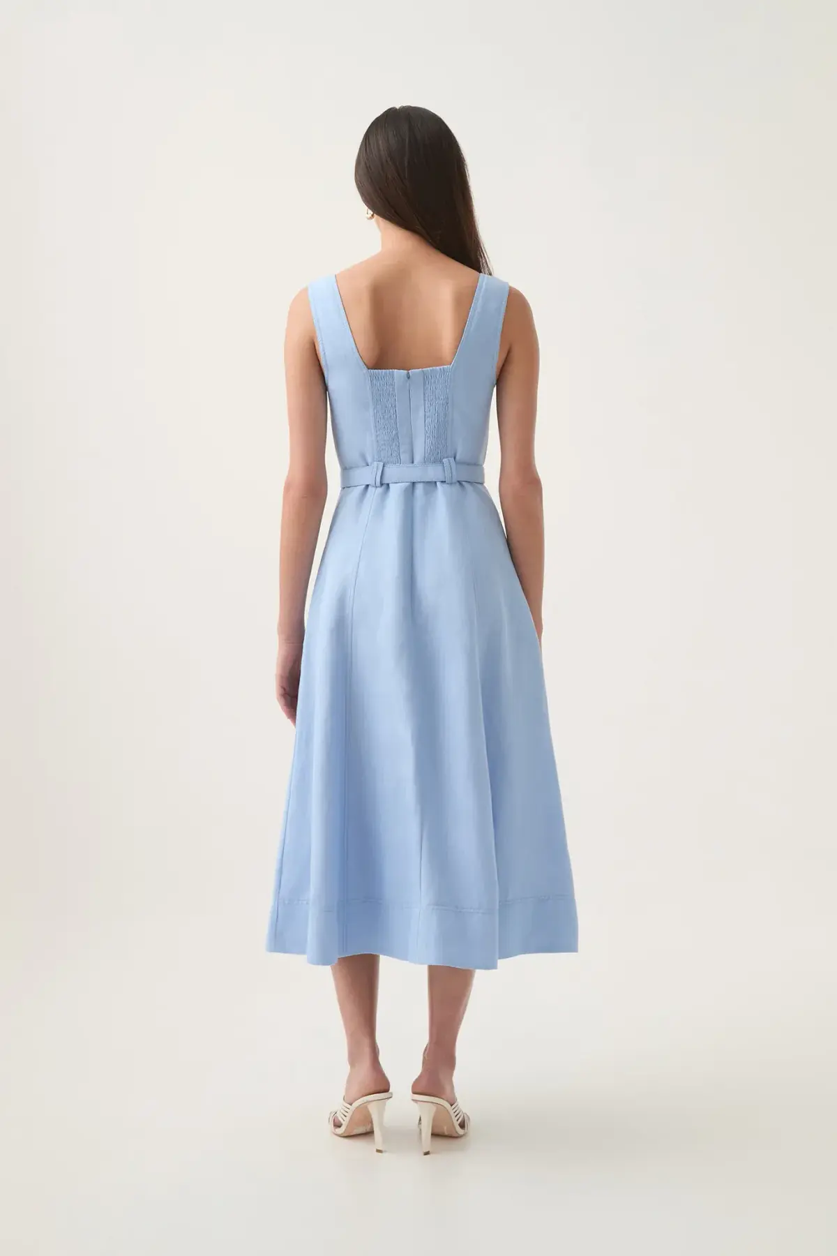 Aje Primary Belted Midi Dress Daydream Blue Size 12 - Image 3