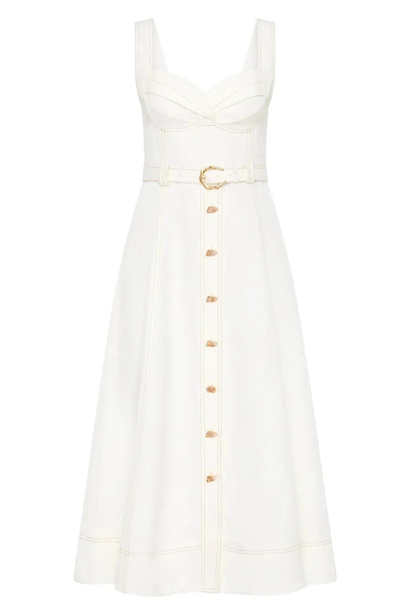 Aje Primary Belted Midi Dress Ivory Size 12 - Image 5
