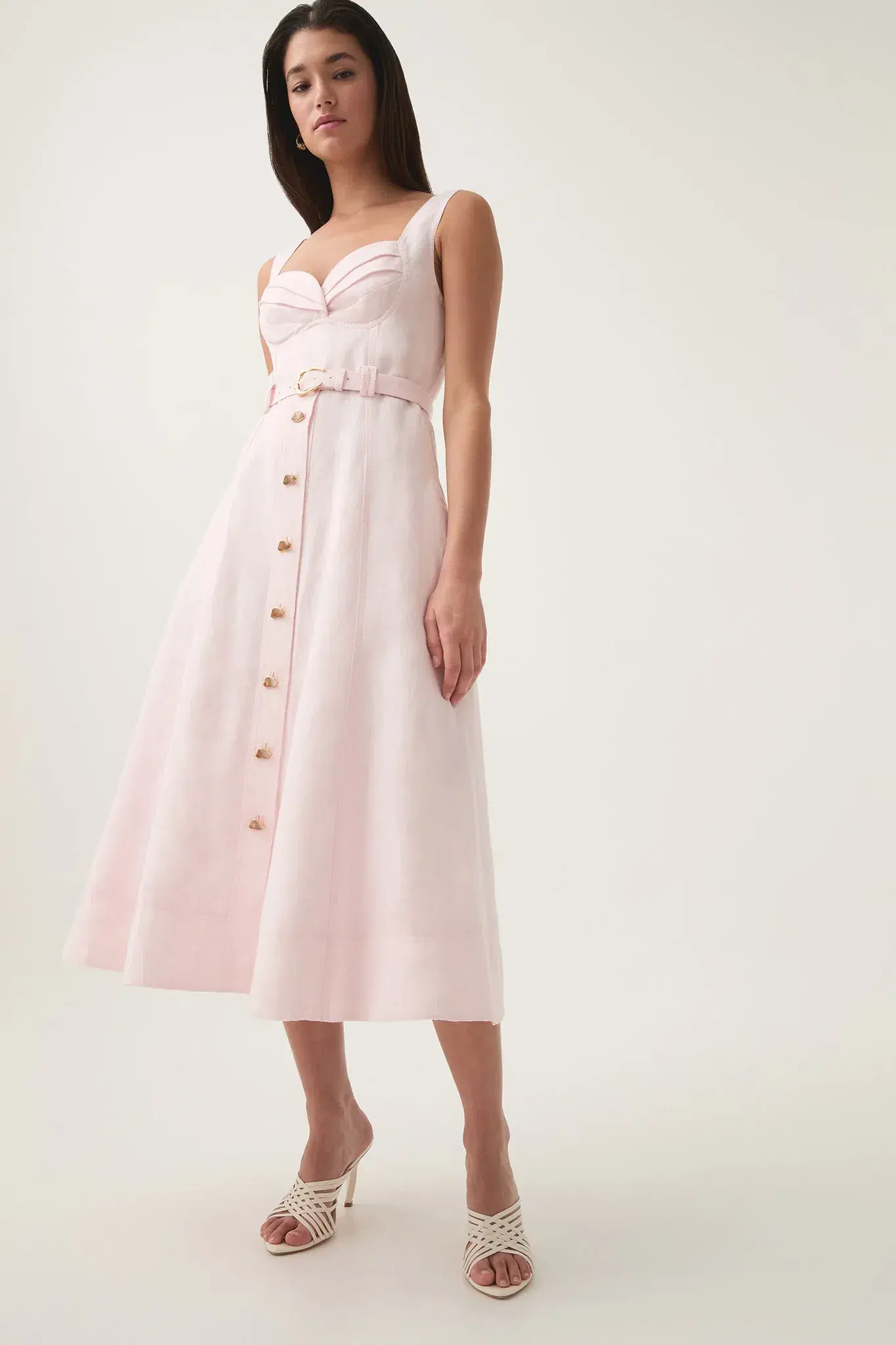 Aje Primary Belted Midi Dress Pastel Pink Size 12 - Image 4