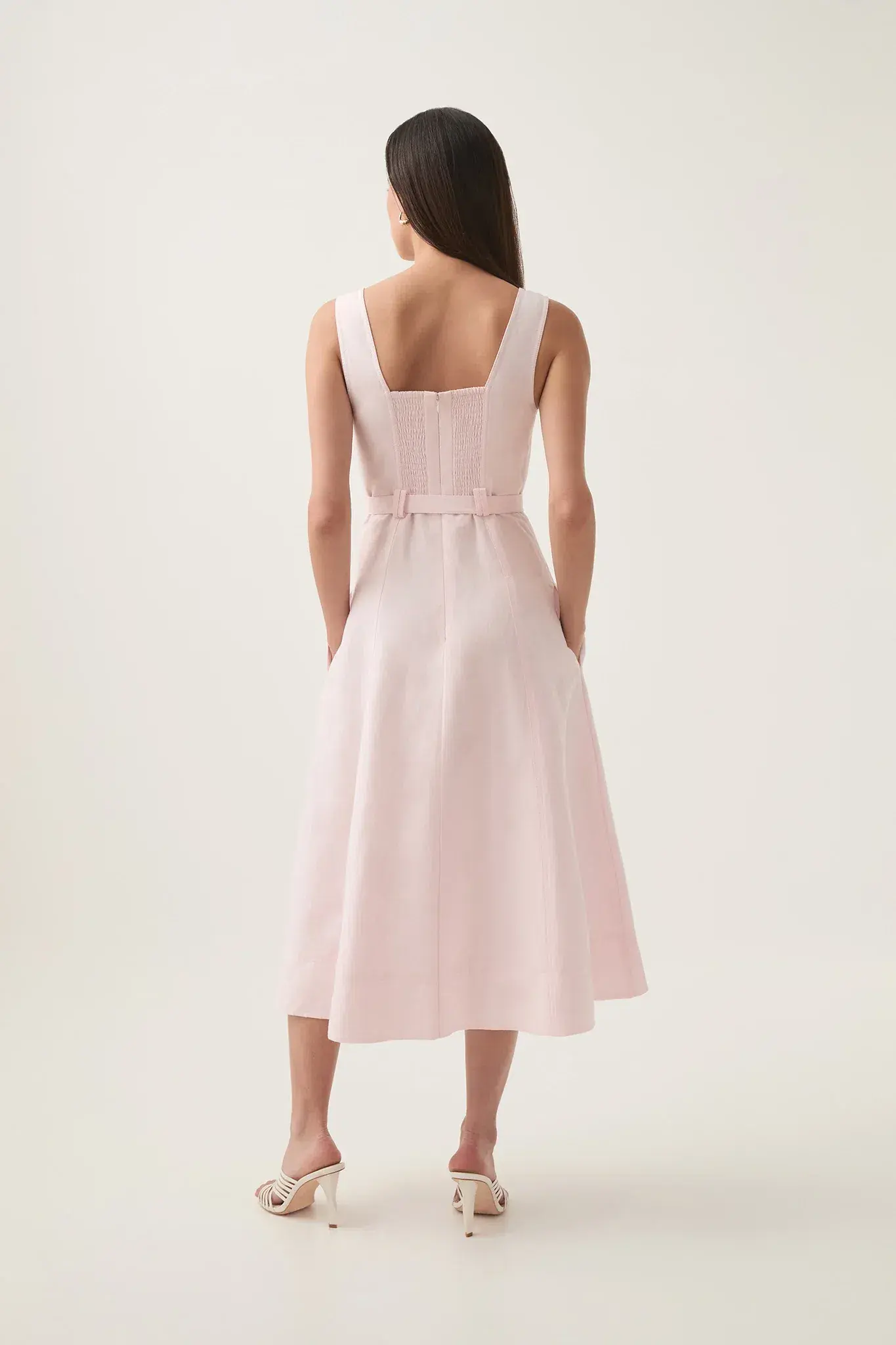 Aje Primary Belted Midi Dress Pastel Pink Size 12 - Image 3