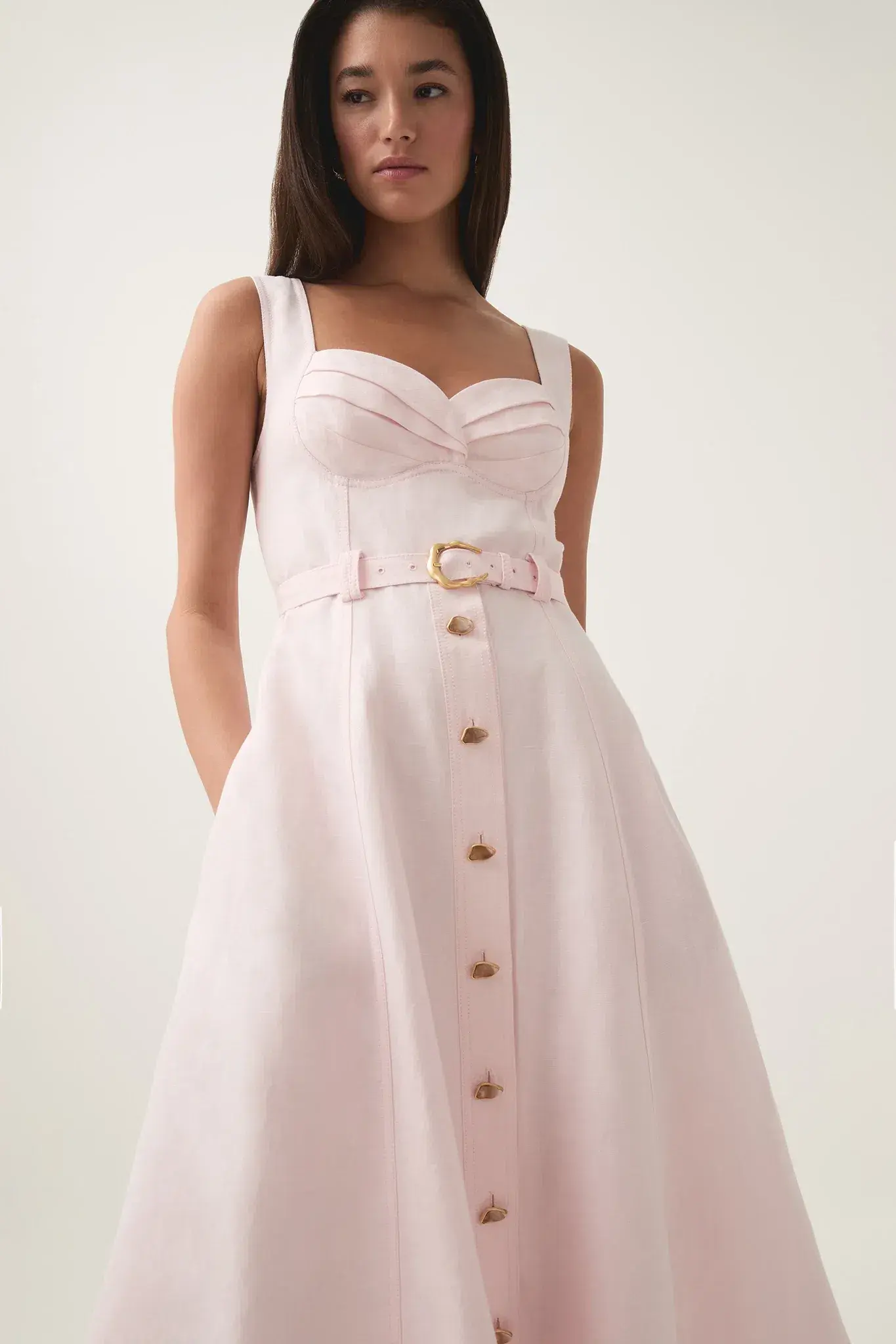 Aje Primary Belted Midi Dress Pastel Pink Size 12 - Image 2
