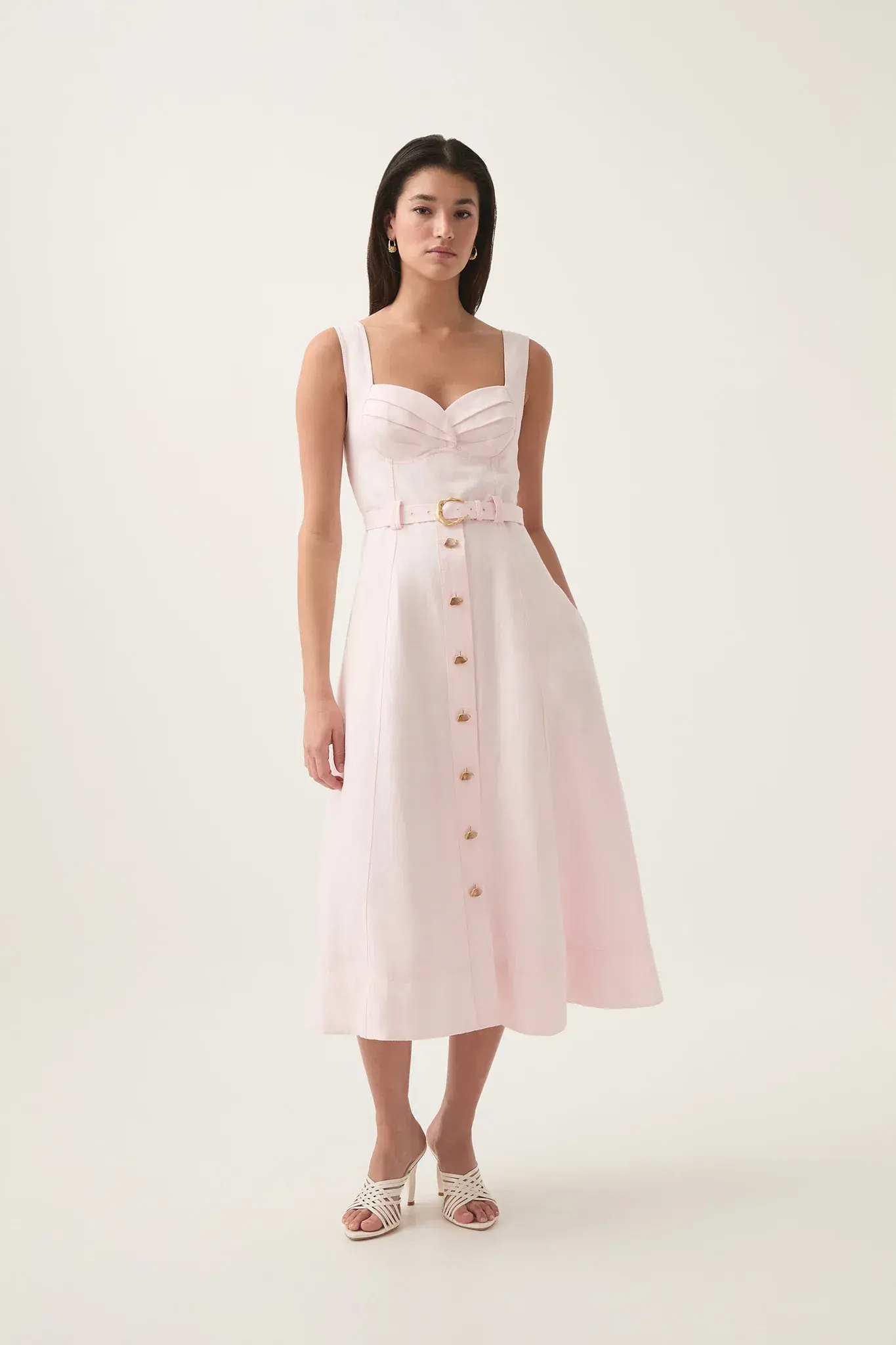 Aje Primary Belted Midi Dress Pastel Pink Size 12 - Image 1