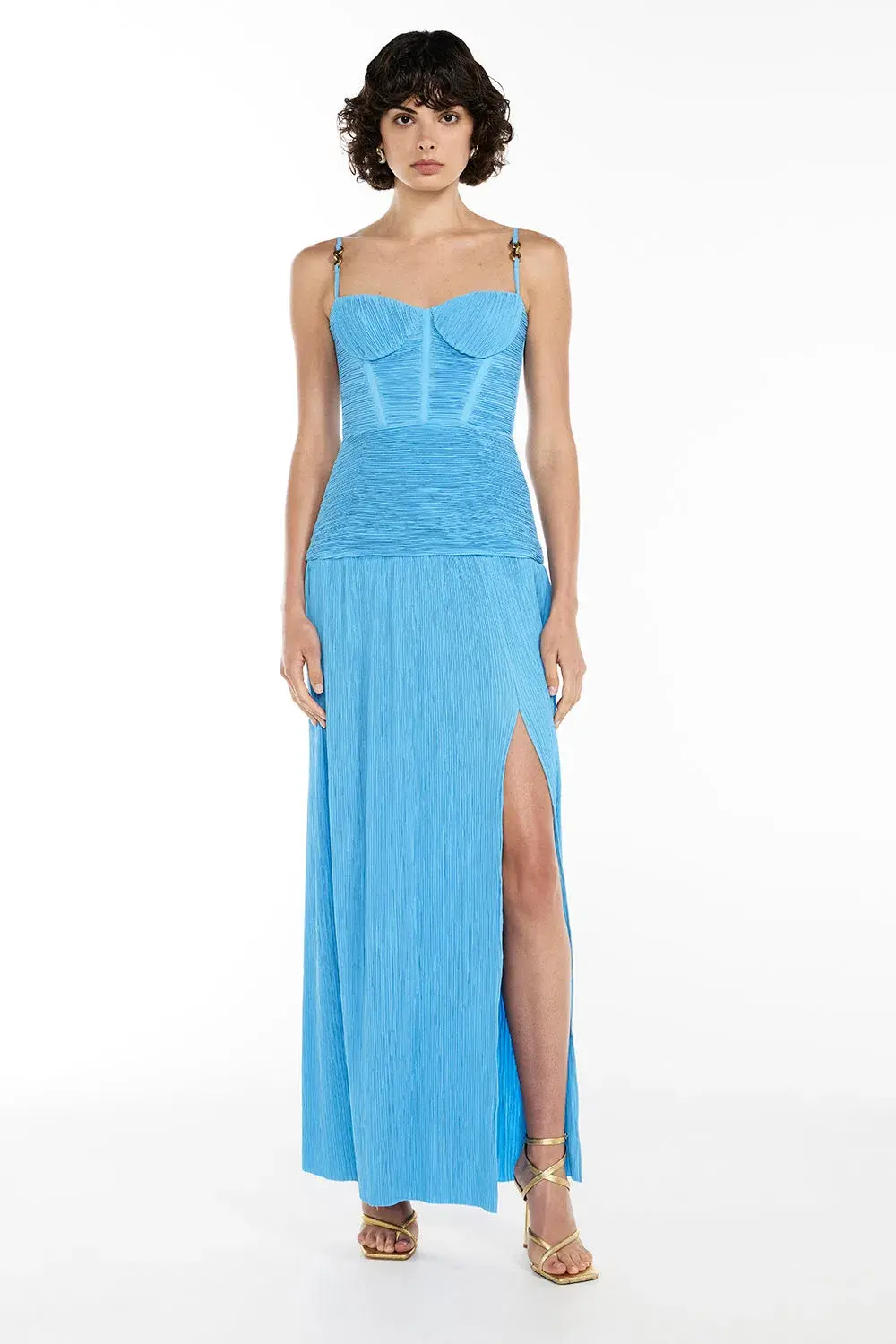 Manning Cartell Double Time Pleat Dress Cerulean Blue Size 8 - Image 1