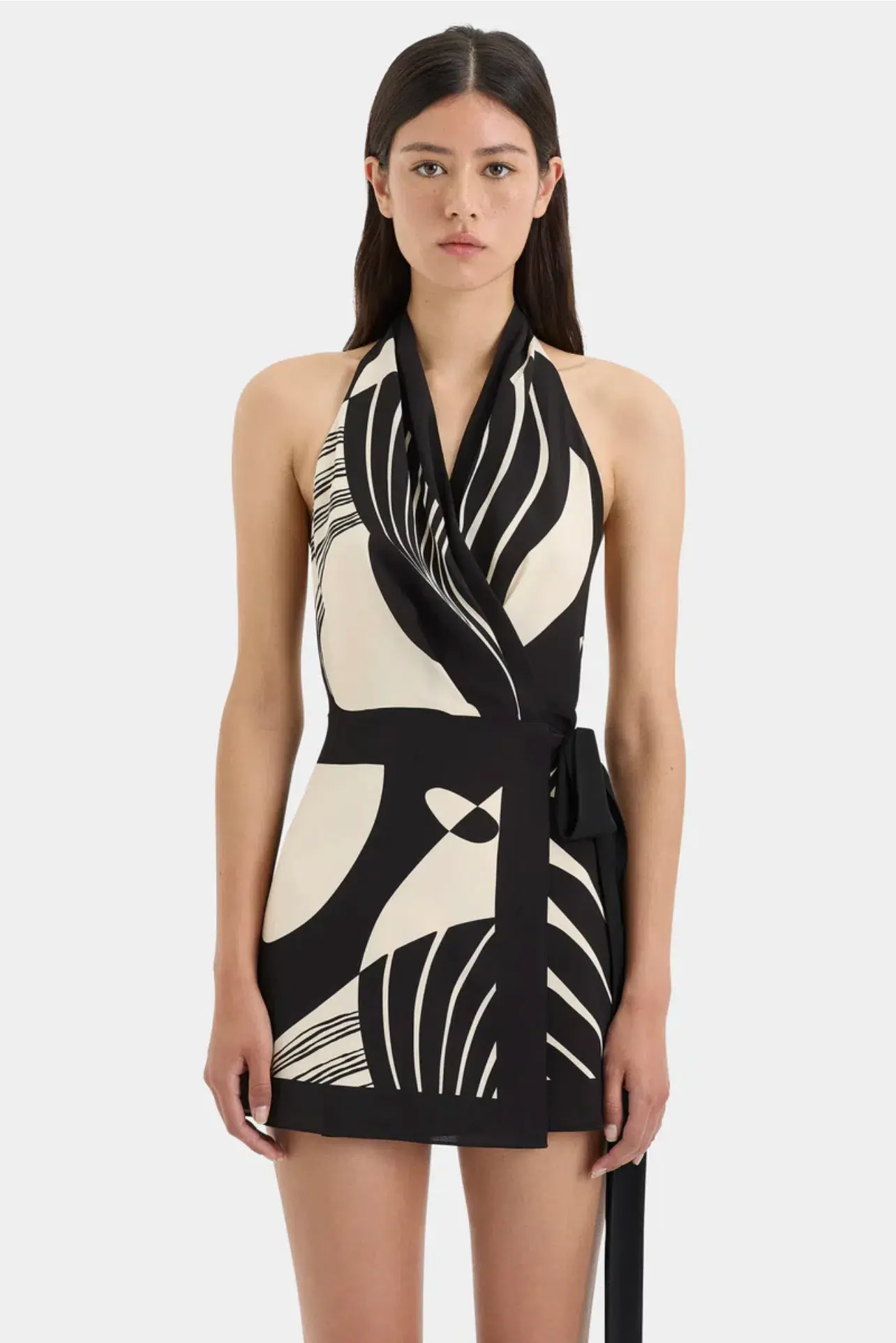 Sir The Label  Realisme Wrap Halter Mini Dress Papier Print Size 2 / AU 10 - Image 4