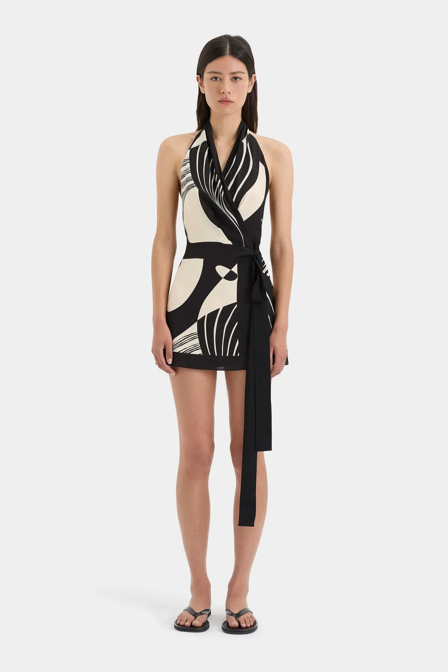 Sir The Label  Realisme Wrap Halter Mini Dress Papier Print Size 2 / AU 10 - Image 1